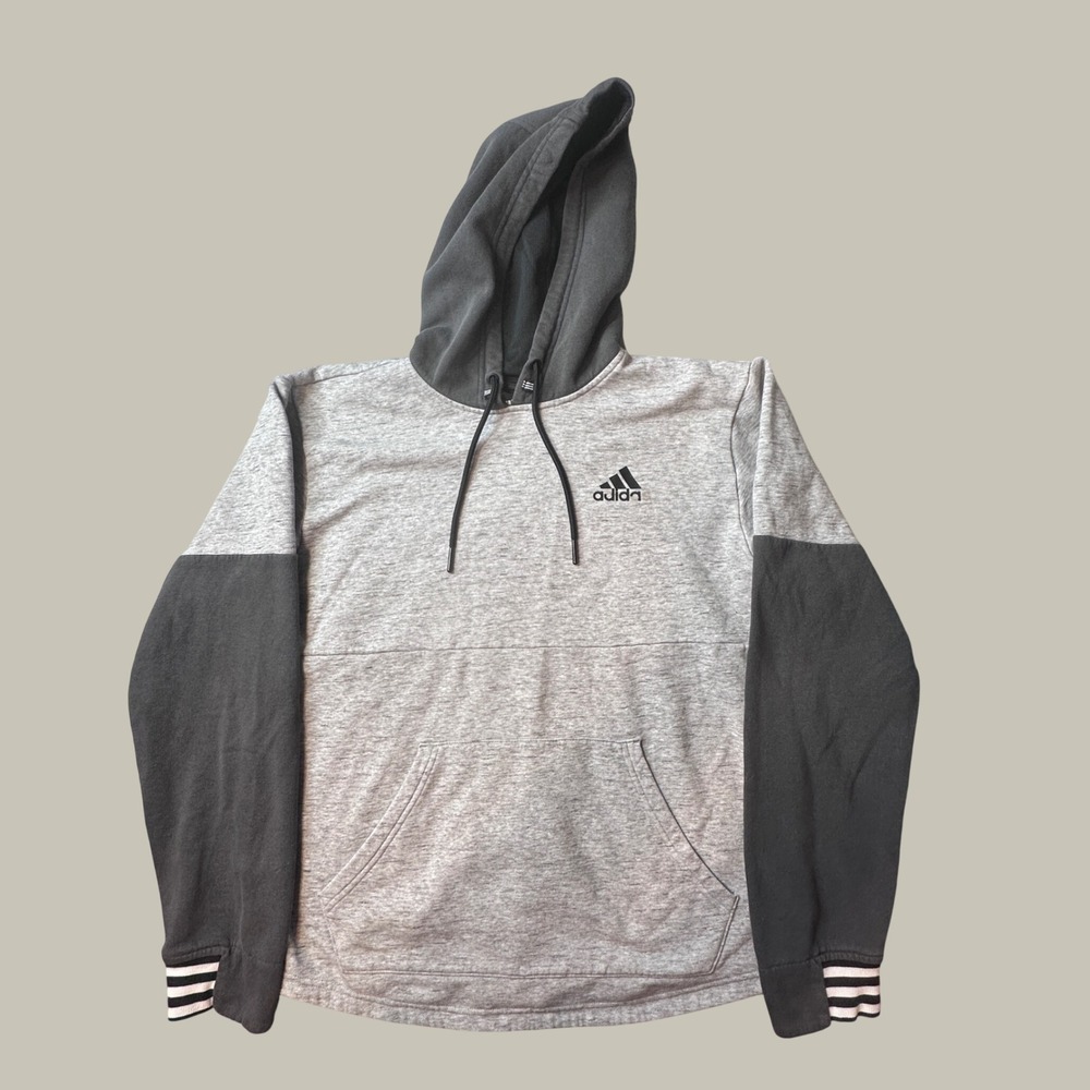 Adidas Hoodie Womens Medium DT4694 Gray Charcoal Colorblock Pullover EXCELLENT